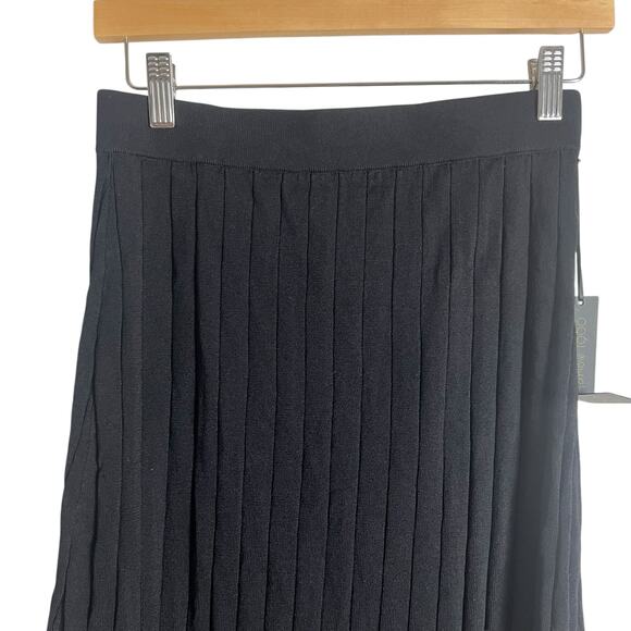 House of Harlow 1960 Black Ribbed Knit Midi Skirt Size Medium - Picture 3 of 9